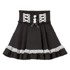 夢展望公式 [新品未使用] レースアップポンポンスカート [ブラック] 他カラー別ページ有 dearmylove スカート フレア（ミニ） 534066-03