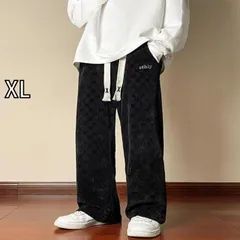 [XL]メンズ 服 シンプル ファッション オシャレ 大人 かっこいい 大きいサイズ ストリート 紳士服 市松 冷感 パンツ 秋 ワイド レッグ カジュアル