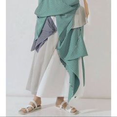 美品 UN3D. ファブリックミックススカート プリーツ マーメイド 38