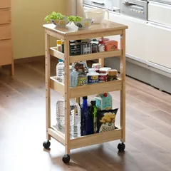 【人気商品】[山善] ワゴン キッチンワゴン キャスター付き 4段 幅36×奥行45×高さ85cm キッチンカウンター 組立品 ナチュラル ATW-8545(NA)