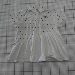 ◇ ⊂ CALLAWAY キャロウェイ ハート柄 ゴルフウェア 半袖 ポロシャツ サイズL ホワイト レッド系 レディース E  【1509180010100】