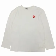 良品 PLAY COMME des GARCONS プレイ コムデギャルソン レッドハート 長袖 Tシャツ ロンT クルーネック AZ-T118 XL 白 ホワイト メンズ 古着 中古 USED