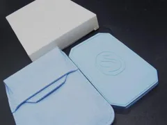 ■美品■ SWAROVSKI スワロフスキー コンパクトミラー 手鏡 メイク用品 レディース ライトブルー系 DY0315