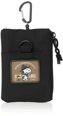 [スヌーピー] パスケース 定期入れ パスポーチ 小物入れ 縦型 多機能 リール カラビナ 環境に優しい R-PET生地 通学 通勤 レディース メンズ 高校生 中学生 小学生 yaksn-048 ブラック(SPZ-3255) [ブラック(SPZ-3255)]