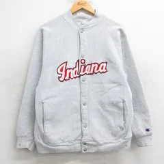 M/古着 長袖 チャンピオン Champion リバースウィーブ フルスナップ カーディガン メンズ 90s インディアナ 薄グレー 霜降り spe 25feb17 