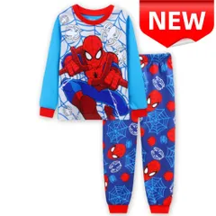 ✨新品✨スパイダーマン パジャマ 子供服 キッズ 長袖 上下セット 男の子 100 110 120 130 肌触り良い コットン 部屋着 寝間着 ルームウェア プレゼント アメコミ ヒーロー キッズパジャマ 長袖パジャマ 贈り物 綿 春秋冬