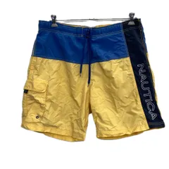NAUTICA ショートパンツ L イエロー ブルー ノーティカ スイムショーツ 水陸両用 古着卸 アメリカ仕入 2508-276のサムネイル
