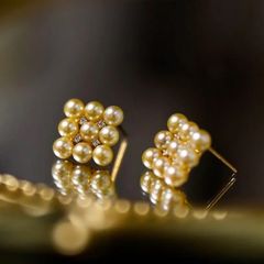 【Susy.】【天然 パール】約4mm ビジュースクエアパールピアス