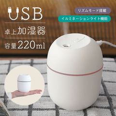加湿器 卓上加湿器 USB 静音 超音波 イルミネーションライト機能 220ml 乾燥対策 職場 オフィス デスク リズムモード ミスト おしゃれ シンプル かわいい 小型 軽量 ミニ加湿器 光る 照明 乾燥防止 持ち運び パソコン 車内 ギフト プレゼント