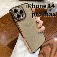 ［ショップス］iPhone14 pro max スマホケース ラメ キラキラ 携帯ケース クリア シンプル 軽量 おしゃれ かわいい 金 ゴールド E015　E