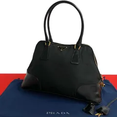 極 美品 希少品 鍵付き PRADA プラダ 三角ロゴ 金具 ナイロン レザー 本革 ハンドバッグ ミニ ボストンバッグ トートバッグ ブラック 92826