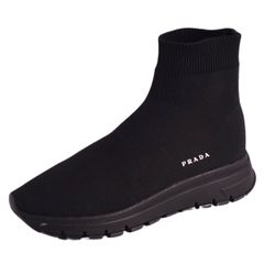 美品 プラダ PRADA スニーカー ニット ソックススニーカー ロゴ シューズ