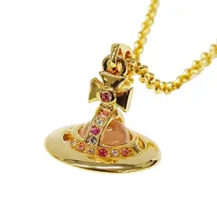 ヴィヴィアン・ウエストウッド Vivienne Westwood ネックレス レディース ブランド プラネット ラインストーン ゴールド ピンク ペンダント オーブ 土星 おしゃれ 可愛い  【中古】