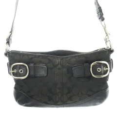 コーチ COACH ショルダーバッグ 2way ハンドバッグ キャンバス ジャカード レザー 革 ベルト シグネチャー 黒 ブラック F19683 /CK8 ■GY18