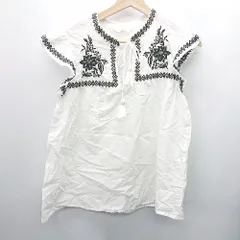 ◇ H&M エイチアンドエム＆ 花 刺<!-利用不可文字-!> タッセル装飾 ノースリーブブラウス サイズF ホワイト ブラック レディース E  【1407180030213】