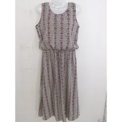 ◇ AS KNOW AS ウエストゴム ノースリーブ 総柄 ロング ワンピース 表記なし アイボリー系 マルチ レディース  【1203080000031】