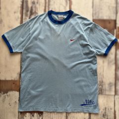 NIKE リンガーTシャツ 水色 ワンポイントロゴ 古着 ヴィンテージ　M