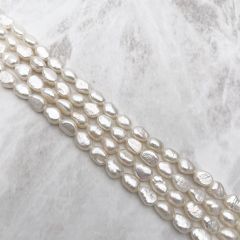 淡水パール バロック 真珠 小粒 半連20cm 6.5~7.5mm*5mm ライス ボタン フラット ハンドメイド 素材 パーツ ビーズ diy ルース