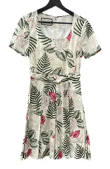 グッチ GUCCI ミケーレ期 ハワイアン ボタニカル コットン ドレス HAWAIIAN BOTANICAL COTTON DRESS ミモレ丈 ミディ丈 総柄 BEIGE ワンピース 花・植物 ベージュ SIZE40 104LT-149のサムネイル