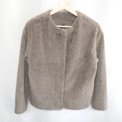 ■ UNIQLO ユニクロ 長袖 ファーショートコート サイズL ブラウン レディース E  【1407020007801】