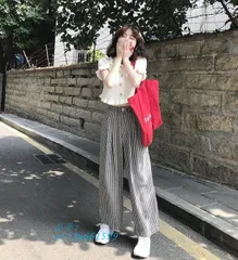 ワイドパンツ レディース 春夏 ボレディース ロング ギンガムチェック 夏 無地 春 タックパンツ カジュアル ハイウエスト 大きいサイズ  vii3w661599