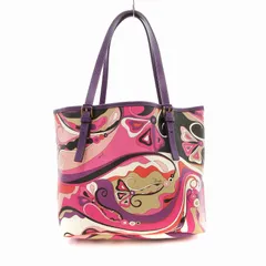 エミリオプッチ EMILIO PUCCI トートバッグ ハンドバッグ PVC 総柄 ロゴ 紫 ピンク /JS ■GY18のサムネイル