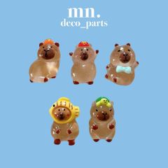 [1개 25엔] 15개 세트/각 3점 정리 세트 데코 파트 핸드메이드 클리어 카피바라 동물 데코파