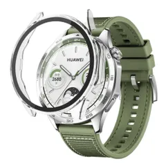 【特価商品】WATCH WATCH HUAWEI HUAWEI GT4 GT4 超薄型 全面保護 46mm 46mm 高透過率 装着簡単 耐衝撃 用 用 指紋防止 PC+ガラス素材 (透明) 一体型ケース ガラスフイルム ケース