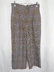 ◇ ⊇ KBF ケービーエフ ウエストゴム チェック柄 ワイドパンツ サイズ1 ブラウン系 レディース E  【1408220067589】