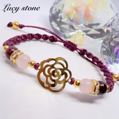 天然石 パワーストーン ブレスレット アンクレット マクラメ 薔薇 ローズクォーツ ガーネット 恋愛運