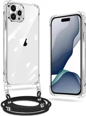 【特価商品】iPhone 14 Pro ケース クリア ネック ショルダー ストラップ付き iPhone14 Pro スマホケース アイフォン14 Pro カバー 耐衝撃 薄型 軽量 TPUスマホ シリコン カバー 紐付き 斜めがけ 織りストラップ付き 肩掛け