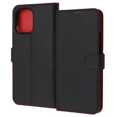 Redmi 12 5G Like standard 手帳型レザーケース シンプル マグネット/ブラック/レッド