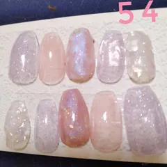 【シーンを選ばない万能ネイル】結婚式にも普段使いにも◎ 透け感ピンクパープルネイル　　　　54