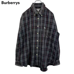 90s vintage Burberrys バーバリーズ ノバチェック ボタンダウンシャツ BDシャツ 長袖シャツ 刺繍ロゴ ヴィンテージ  古着