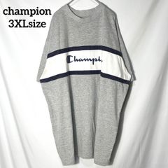 【Champion】チャンピオン ワンポイント 刺繍ロゴ　プリントロゴ　オーバーサイズ　半袖Tシャツ　グレー　3XL US古着