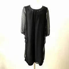 #anc ギャラリービスコンティ GALLERYVISCONTI チュニック ワンピース 3 黒 異素材 シースルー ドット ビジュー レディース [938939]