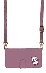 iPhone 12 iPhone12Pro ケース 手帳型 アイフォン12 スマホケース スマホショルダー レザー ストラップ パンダ ワンポイント かわいい  調節可能 130cm  カラー05