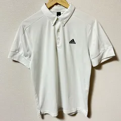 (^w^)b adidas アディダス 半袖ポロシャツ ボタンダウン ワンポイント ロゴ刺繍 ポリエステル100% シンプル 無地 ベーシック ゴルフウェア デイリー タウンユース ホワイト 白 メンズ サイズM