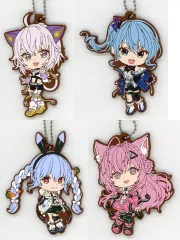 【中古】キーホルダー 全4種セット ラバーチャーム きゅんキャラいらすとれーしょんず 「一番くじ ホロライブ ～Cyberpunk Style～」 きゅんキャラ賞