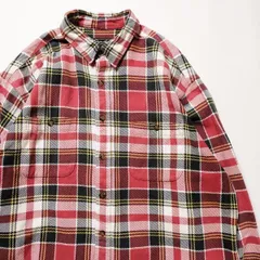 90's 00's エディーバウアー チェック ヘビーネルシャツ (XL) 白×赤×黒系 ヘビーネル 90年代 旧タグ オールド ビッグサイズ Eddie Bauer アメリカ古着 USED  ビンテージ ヴィンテージ