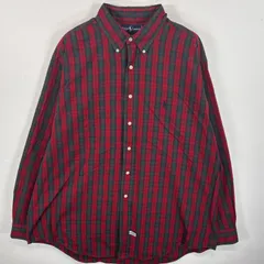 古着 ラルフローレン RALPH LAUREN 長袖シャツ ワンポイント ロゴ 刺繍 ボタンダウンシャツ 17 1/2-36 XL-2XL  レッド系 チェック メンズ