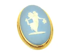 WEDGWOOD ウェッジウッド ジャスパー ピンブローチ ピンバッジ ネックレストップ アクセサリー ライトブルー系×ゴールド系 DD7939