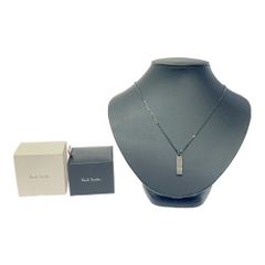 【中古】【箱付き】 Paul Smith ポール・スミス メタル カービングロゴ ネックレス ブラック 414143 ネックレス