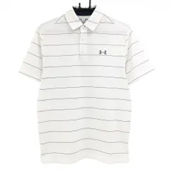 ★SALE価格★【超美品】アンダーアーマー 半袖ポロシャツ 白×黒 ボーダー HEATGEAR メンズ MD/M/M ゴルフウェア UNDER ARMOUR