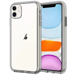 JEDirect iPhone11 ケース (2019 モデル、6.1インチ専用) 黄ばみなし 衝撃吸収 バンパーカバー 傷つけ防止 クリアバック (グレー) 1
