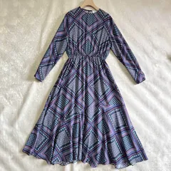 ユナイテッドアローズ UNITED ARROWS ワンピース 36 美品 幾何学柄 ロング フレア エレガント 上品 大人可愛い 体型カバー お出かけ 二次会 きれいめ トレンド スタイルアップ 華奢見え