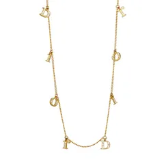 【中古】クリスチャンディオール ロゴ ペンダント ネックレス ラインストーン ゴールドカラー アクセサリー ヴィンテージ Christian Dior