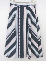 ◇ Fabulous Angela 総柄 ウエストゴム 膝下丈 フレア スカート サイズF ホワイト系 ネイビー マルチ レディース P  【中古】 【1209160007600】