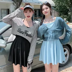 水着 レディース セパレート 三点セット 長袖 大きいサイズ 平角パンツ 保守的 スリム 体型カバー 温泉 M250613-145