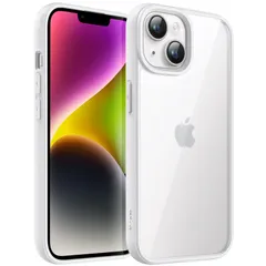 JEDirect iPhone 14 6.1インチ用 ケース 耐衝撃スマホバンパーカバー ソリッドカラー マットTPUフレーム 傷つけ防止 クリアバック (スターライト)